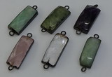 NGC5205 12*30mm - 15*30mm faceted rectangle mixed gemstone connectors