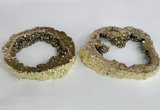 NGC521 45*50mm - 55*65mm freeform plated druzy agate connectors