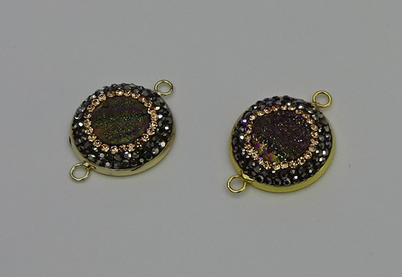 NGC5315 20mm - 22mm coin plated druzy agate connectors