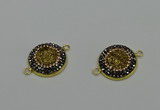 NGC5316 20mm - 22mm coin plated druzy agate connectors