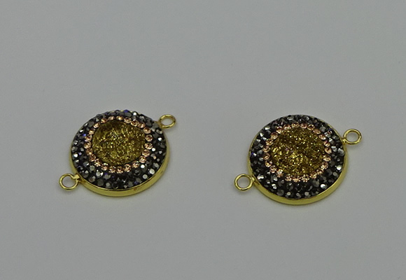 NGC5316 20mm - 22mm coin plated druzy agate connectors