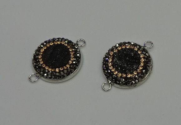 NGC5328 20mm - 22mm coin plated druzy agate connectors