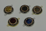 NGC5330 20mm - 22mm coin plated druzy agate connectors