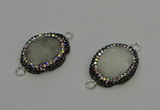 NGC5333 22*28mm oval plated druzy agate connectors wholesale