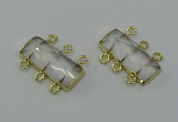 NGC5350 12*30mm - 15*30mm faceted rectangle white crystal connectors