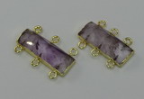 NGC5352 12*30mm - 15*30mm faceted rectangle light amethyst connectors