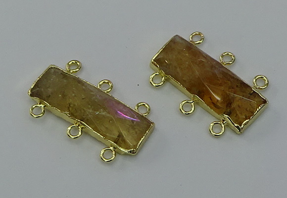 NGC5354 12*30mm - 15*30mm faceted rectangle citrine connectors