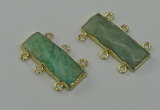 NGC5359 12*30mm - 15*30mm faceted rectangle amazonite connectors