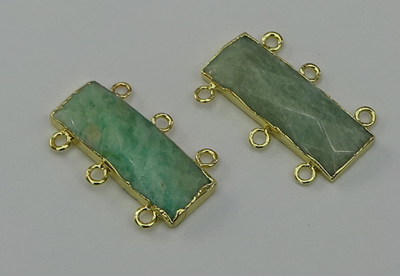 NGC5359 12*30mm - 15*30mm faceted rectangle amazonite connectors