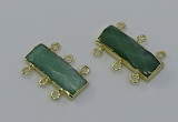 NGC5361 12*30mm - 15*30mm faceted rectangle green aventurine connectors