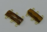 NGC5363 12*30mm - 15*30mm faceted rectangle yellow tiger eye connectors