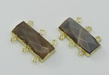 NGC5365 12*30mm - 15*30mm faceted rectangle moonstone connectors