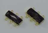 NGC5367 12*30mm - 15*30mm faceted rectangle amethyst connectors