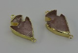 NGC5376 20*35mm - 25*40mm arrowhead rose quartz connectors