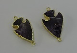 NGC5384 20*35mm - 25*40mm arrowhead amethyst gemstone connectors