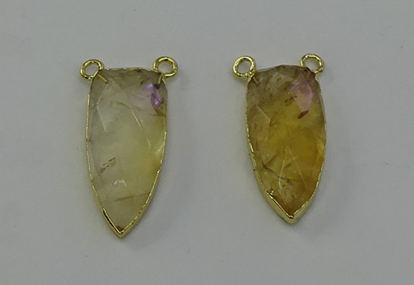 NGC5402 16*35mm - 18*40mm arrowhead citrine gemstone connectors