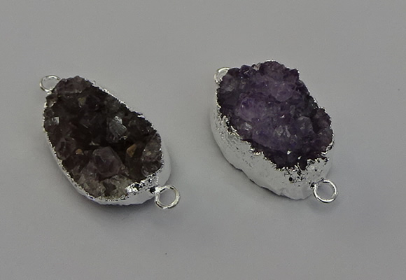 NGC5455 20*25mm - 20*30mm freeform druzy amethyst connectors