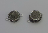 NGC5464 14mm - 15mm flower plated druzy agate connectors wholesale