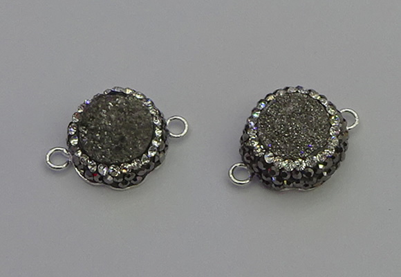 NGC5464 14mm - 15mm flower plated druzy agate connectors wholesale