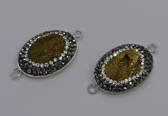 NGC5475 18*25mm oval plated druzy agate gemstone connectors