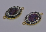 NGC5483 18*25mm oval plated druzy agate gemstone connectors