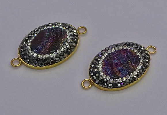 NGC5483 18*25mm oval plated druzy agate gemstone connectors