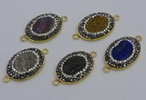 NGC5488 18*25mm oval plated druzy agate gemstone connectors