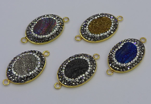 NGC5488 18*25mm oval plated druzy agate gemstone connectors