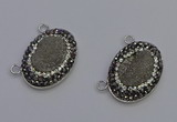 NGC5490 18*25mm oval plated druzy agate gemstone connectors