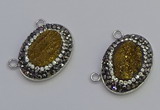 NGC5496 18*25mm oval plated druzy agate gemstone connectors