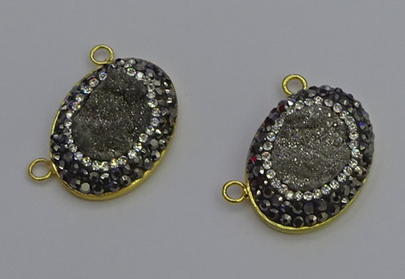 NGC5500 18*25mm oval plated druzy agate gemstone connectors