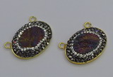 NGC5503 18*25mm oval plated druzy agate gemstone connectors