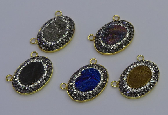 NGC5508 18*25mm oval plated druzy agate gemstone connectors