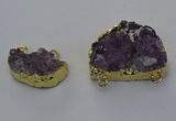 NGC5516 18*25mm - 25*35mm freefrom druzy amethyst connectors