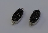 NGC5555 10*22mm - 12*25mm freeform plated druzy quartz connectors