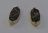 NGC5563 10*22mm - 12*25mm freeform plated druzy quartz connectors