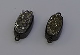 NGC5571 10*22mm - 12*25mm freeform plated druzy quartz connectors