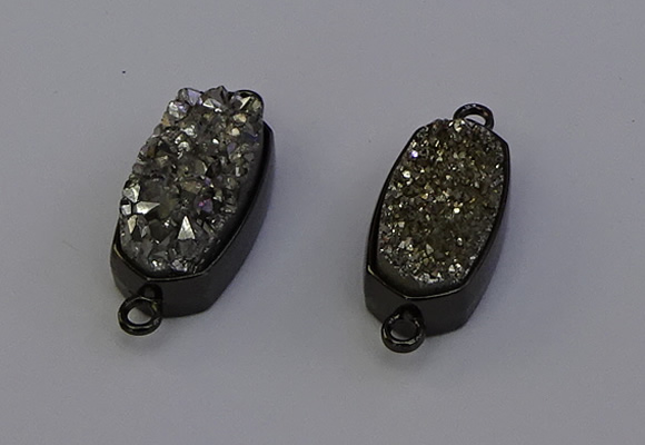 NGC5571 10*22mm - 12*25mm freeform plated druzy quartz connectors