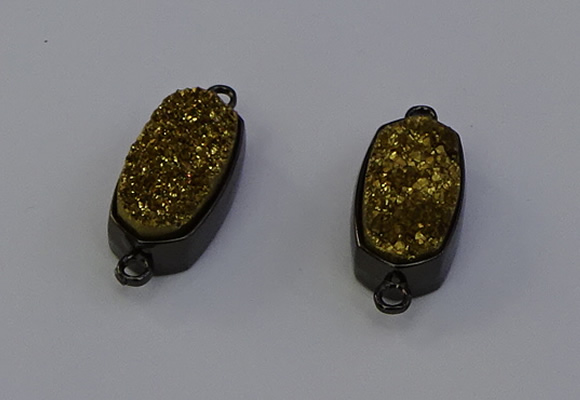 NGC5572 10*22mm - 12*25mm freeform plated druzy quartz connectors