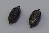 NGC5574 10*22mm - 12*25mm freeform plated druzy quartz connectors