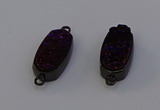 NGC5576 10*22mm - 12*25mm freeform plated druzy quartz connectors