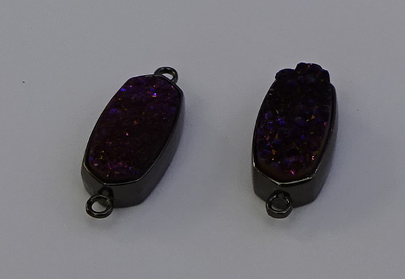 NGC5576 10*22mm - 12*25mm freeform plated druzy quartz connectors