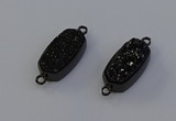 NGC5577 10*22mm - 12*25mm freeform plated druzy quartz connectors