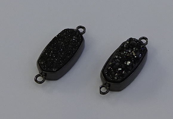 NGC5577 10*22mm - 12*25mm freeform plated druzy quartz connectors