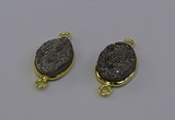 NGC5582 12*16mm oval plated druzy agate connectors wholesale