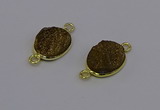 NGC5583 12*16mm oval plated druzy agate connectors wholesale