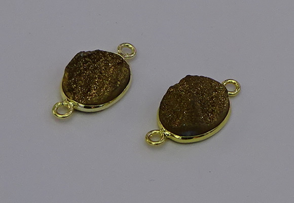 NGC5583 12*16mm oval plated druzy agate connectors wholesale