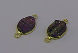 NGC5586 12*16mm oval plated druzy agate connectors wholesale