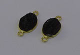 NGC5589 12*16mm oval plated druzy agate connectors wholesale