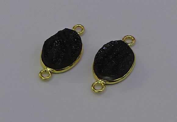 NGC5589 12*16mm oval plated druzy agate connectors wholesale